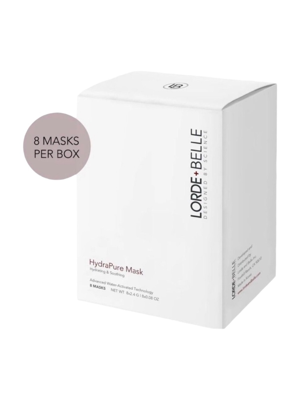 Lorde + Belle HydraPure Mask - 8 Count - 2.4g / .08 oz x 8 - Retail $99